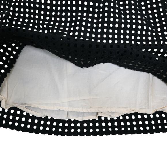 LOFT Womens M Black White Eyelet A-Line Skirt - Picture 5 of 7